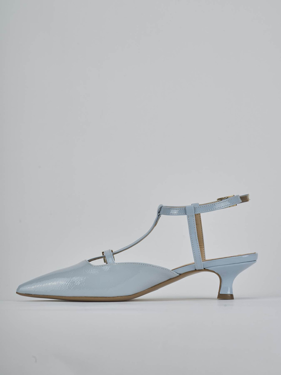 Décolleté e slingback tacco 4cm vernice azzurro