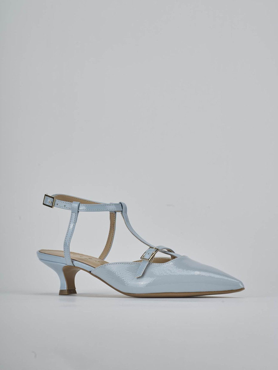 Décolleté e slingback tacco 4cm vernice azzurro