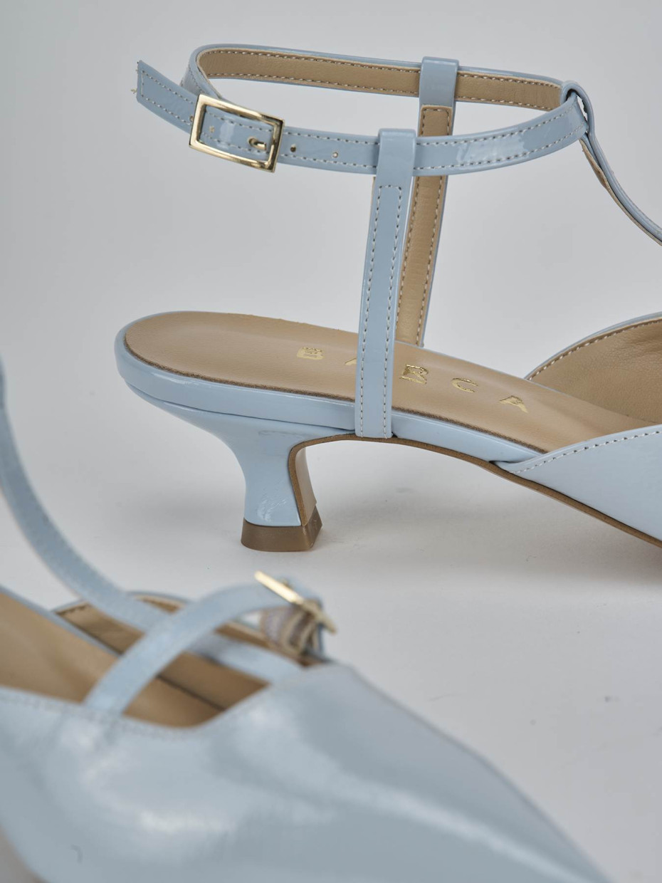Décolleté e slingback tacco 4cm vernice azzurro