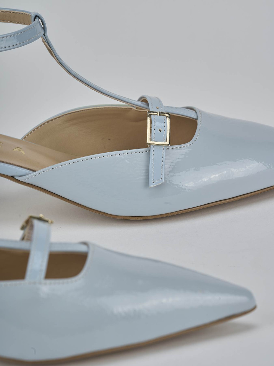 Décolleté e slingback tacco 4cm vernice azzurro