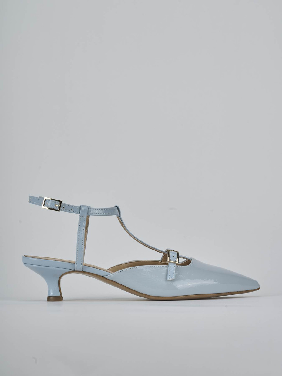 Décolleté e slingback tacco 4cm vernice azzurro