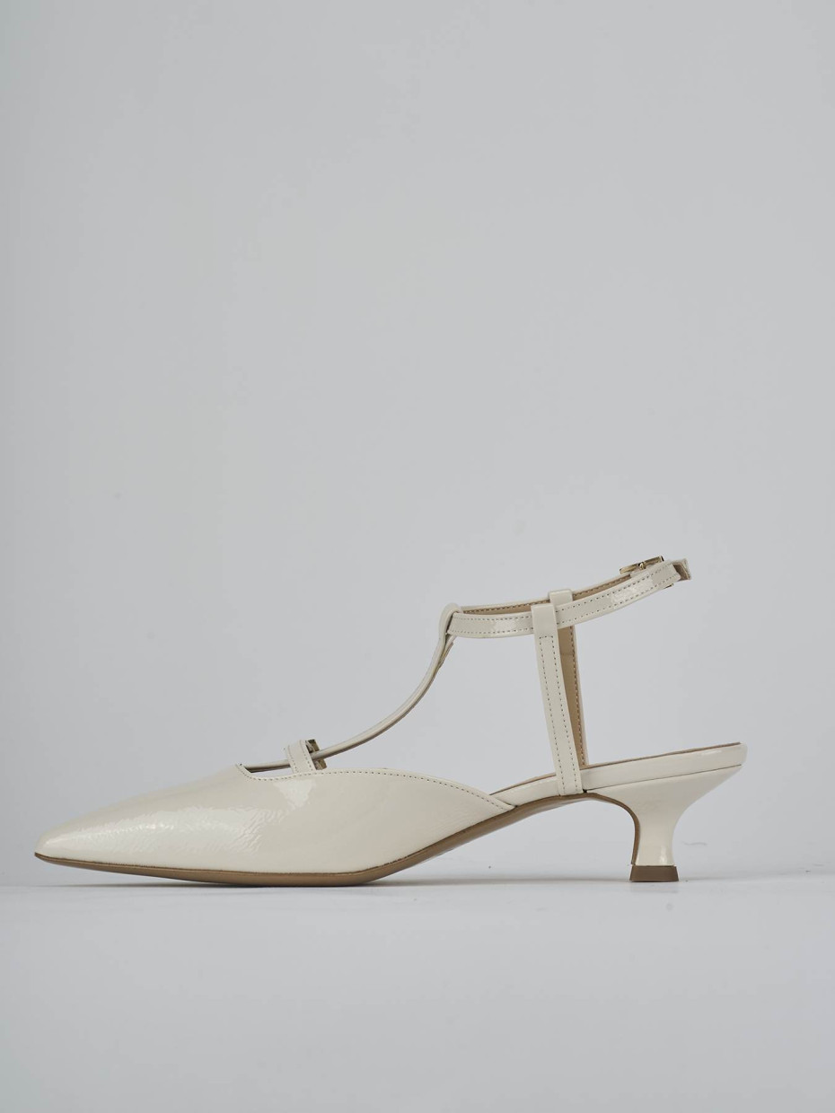 Décolleté e slingback tacco 4cm vernice bianco