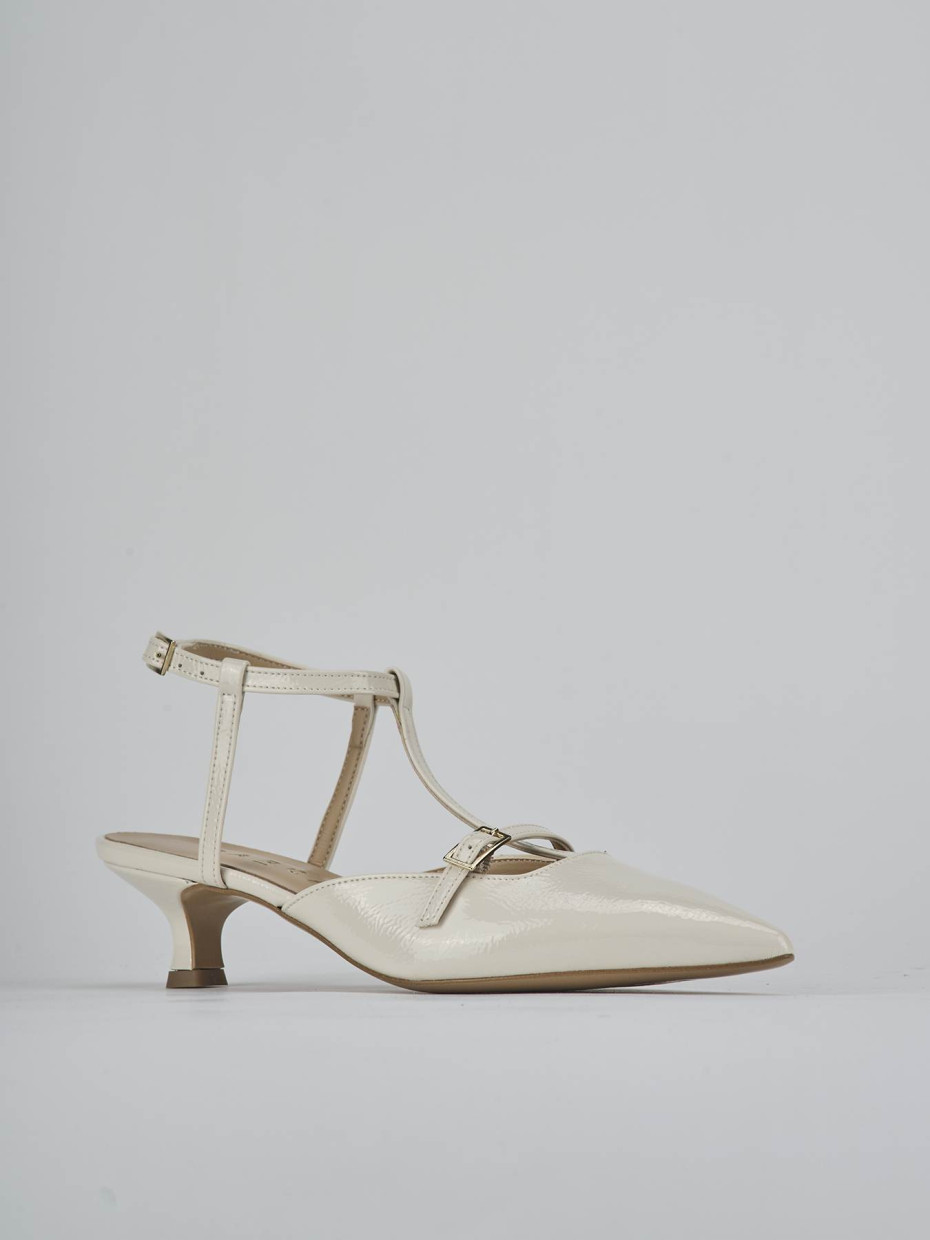 Décolleté e slingback tacco 4cm vernice bianco