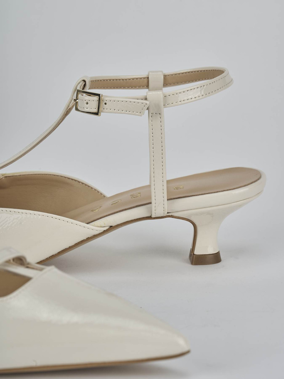 Décolleté e slingback tacco 4cm vernice bianco