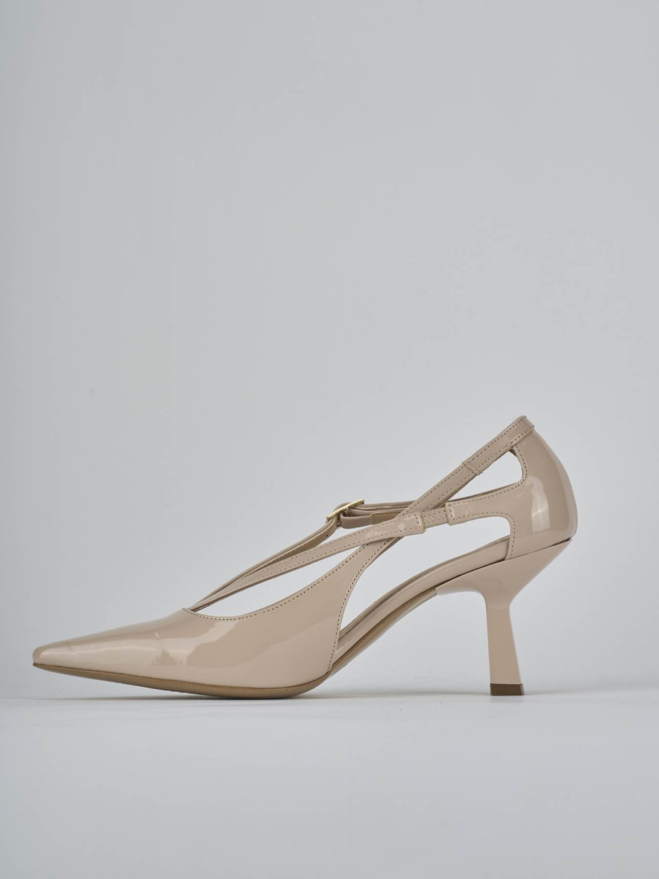 Décolleté e slingback tacco 7cm vernice beige