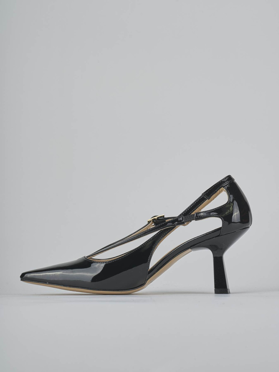 Décolleté e slingback tacco 7cm vernice nero