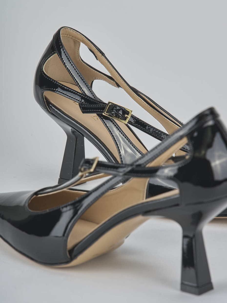Décolleté e slingback tacco 7cm vernice nero