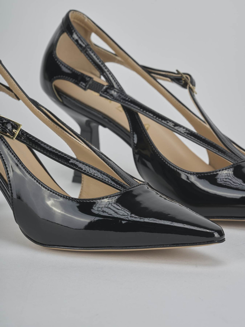 Décolleté e slingback tacco 7cm vernice nero