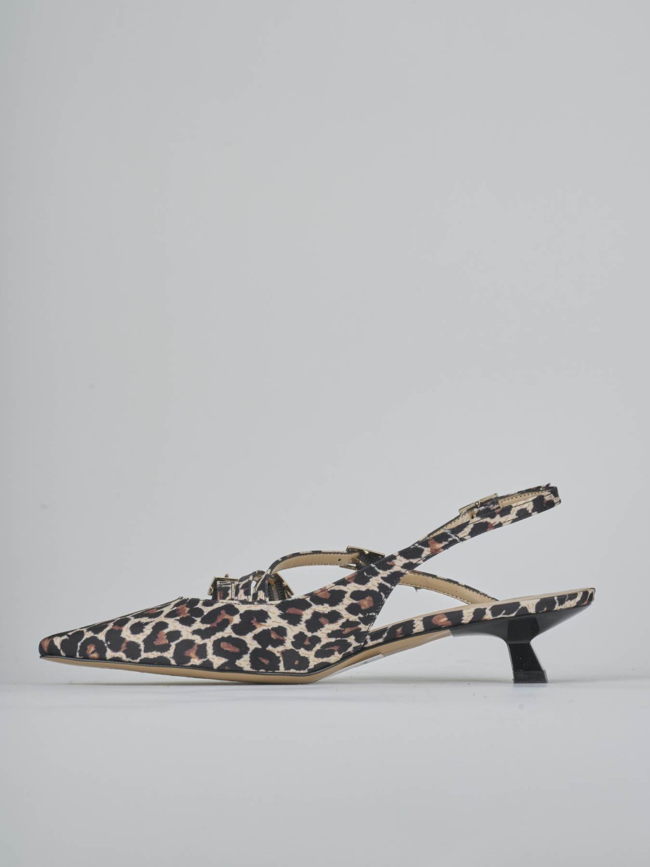 Décolleté e slingback tacco 4cm cavallino multicolor
