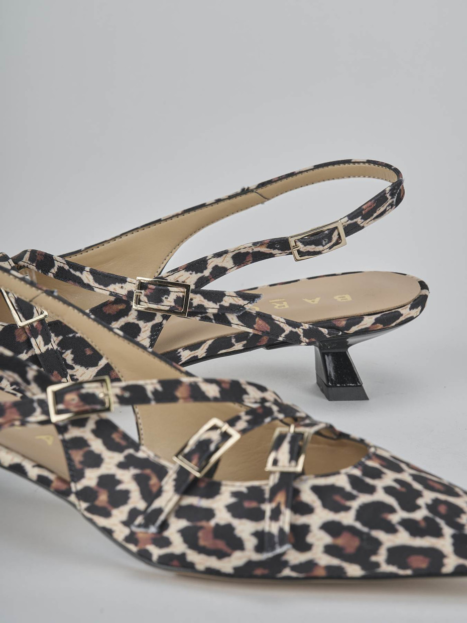 Décolleté e slingback tacco 4cm cavallino multicolor