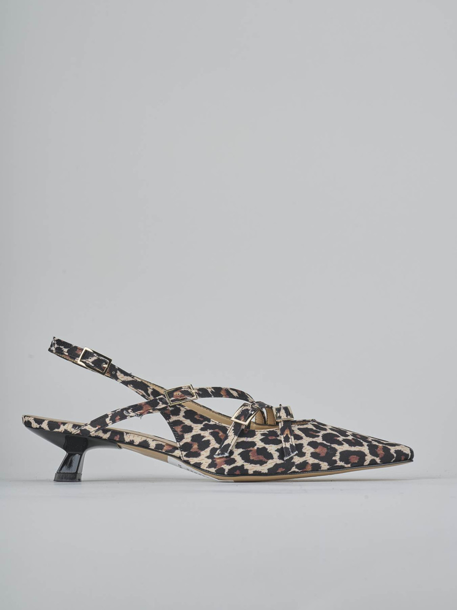 Décolleté e slingback tacco 4cm cavallino multicolor
