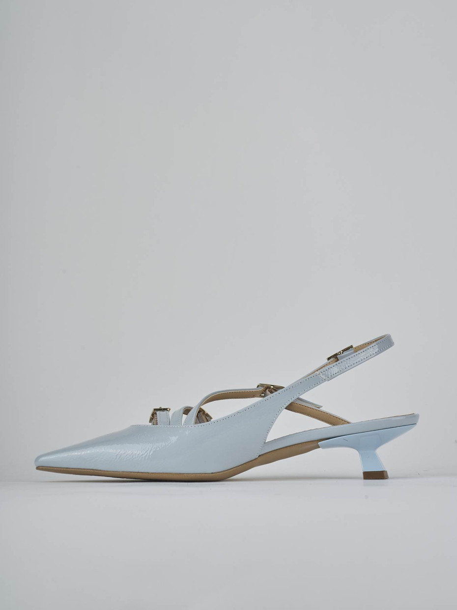 Décolleté e slingback tacco 4cm vernice azzurro