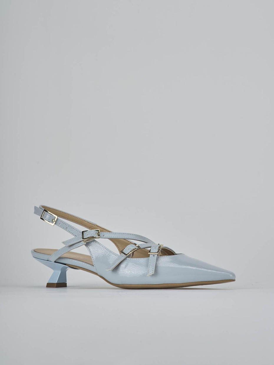 Décolleté e slingback tacco 4cm vernice azzurro
