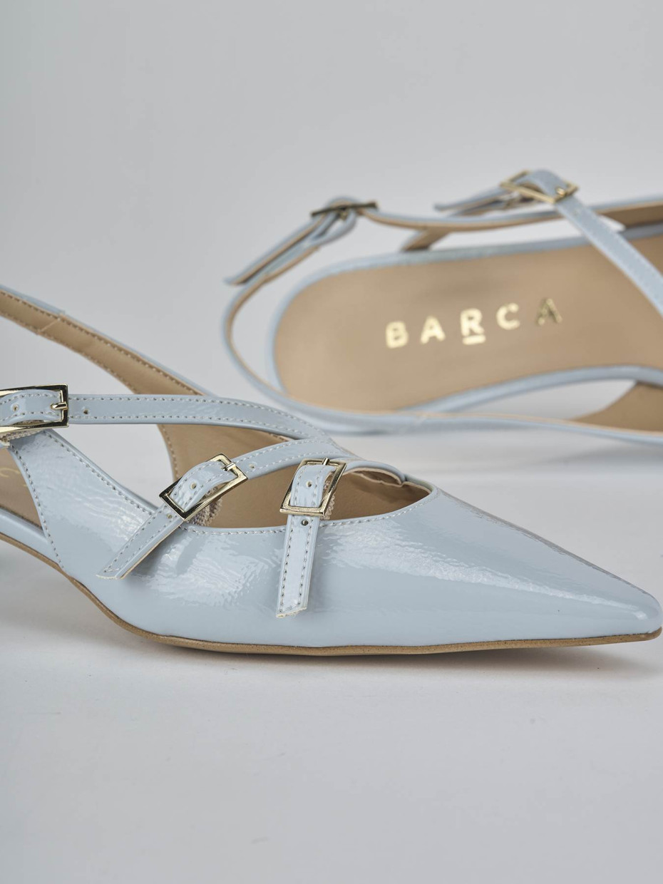 Décolleté e slingback tacco 4cm vernice azzurro