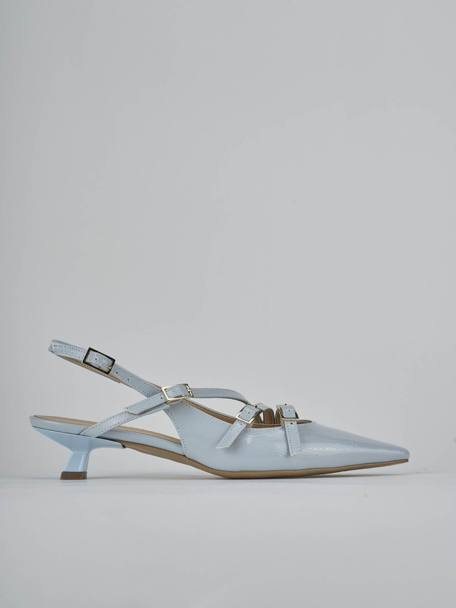 Décolleté e slingback tacco 4cm vernice azzurro