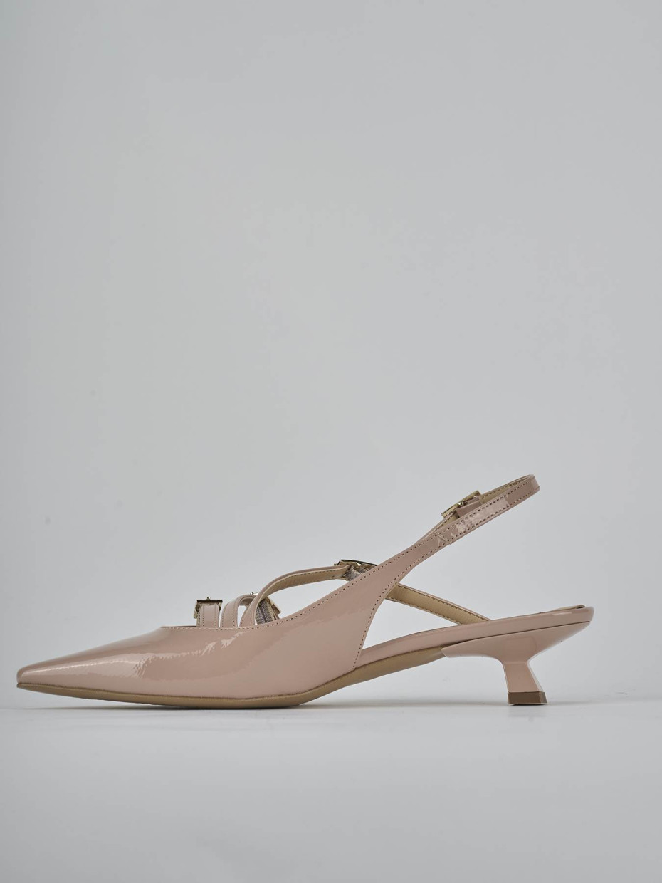 Décolleté e slingback tacco 4cm vernice beige