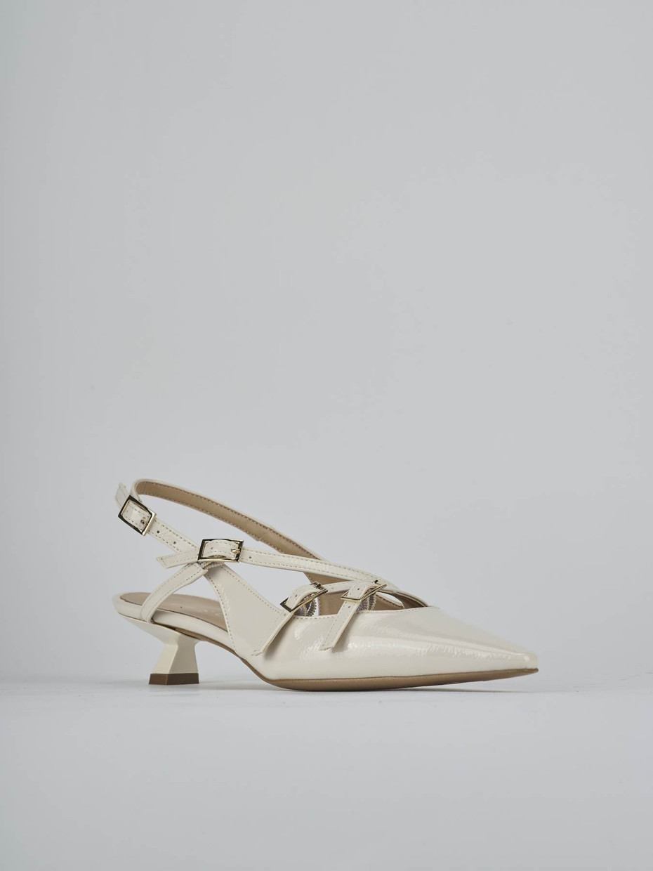 Décolleté e slingback tacco 4cm vernice bianco