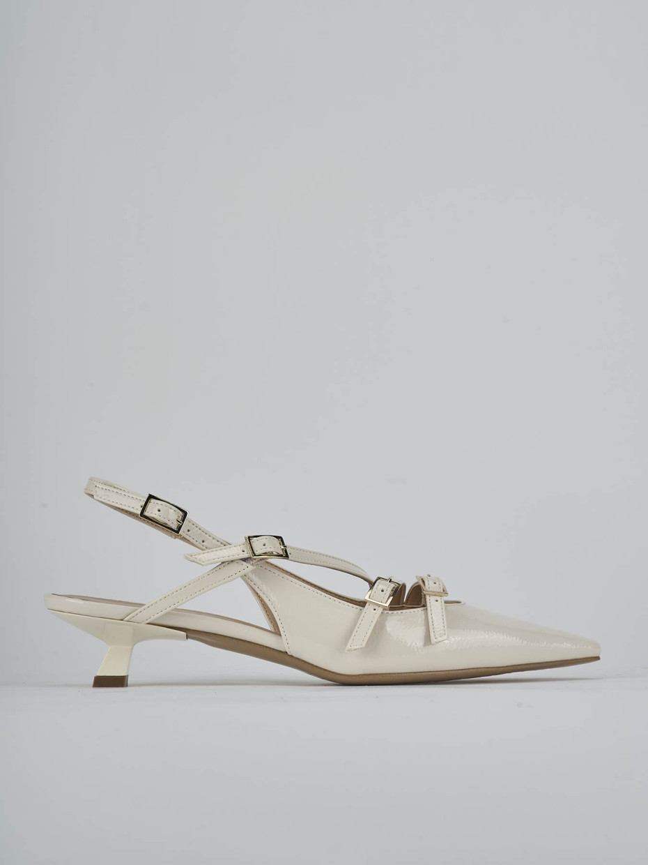 Décolleté e slingback tacco 4cm vernice bianco