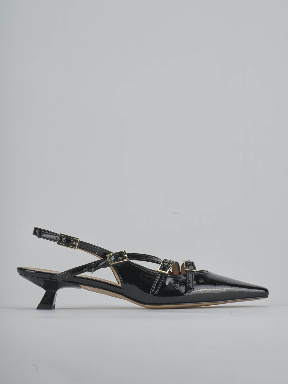 Décolleté e slingback tacco 4cm vernice nero