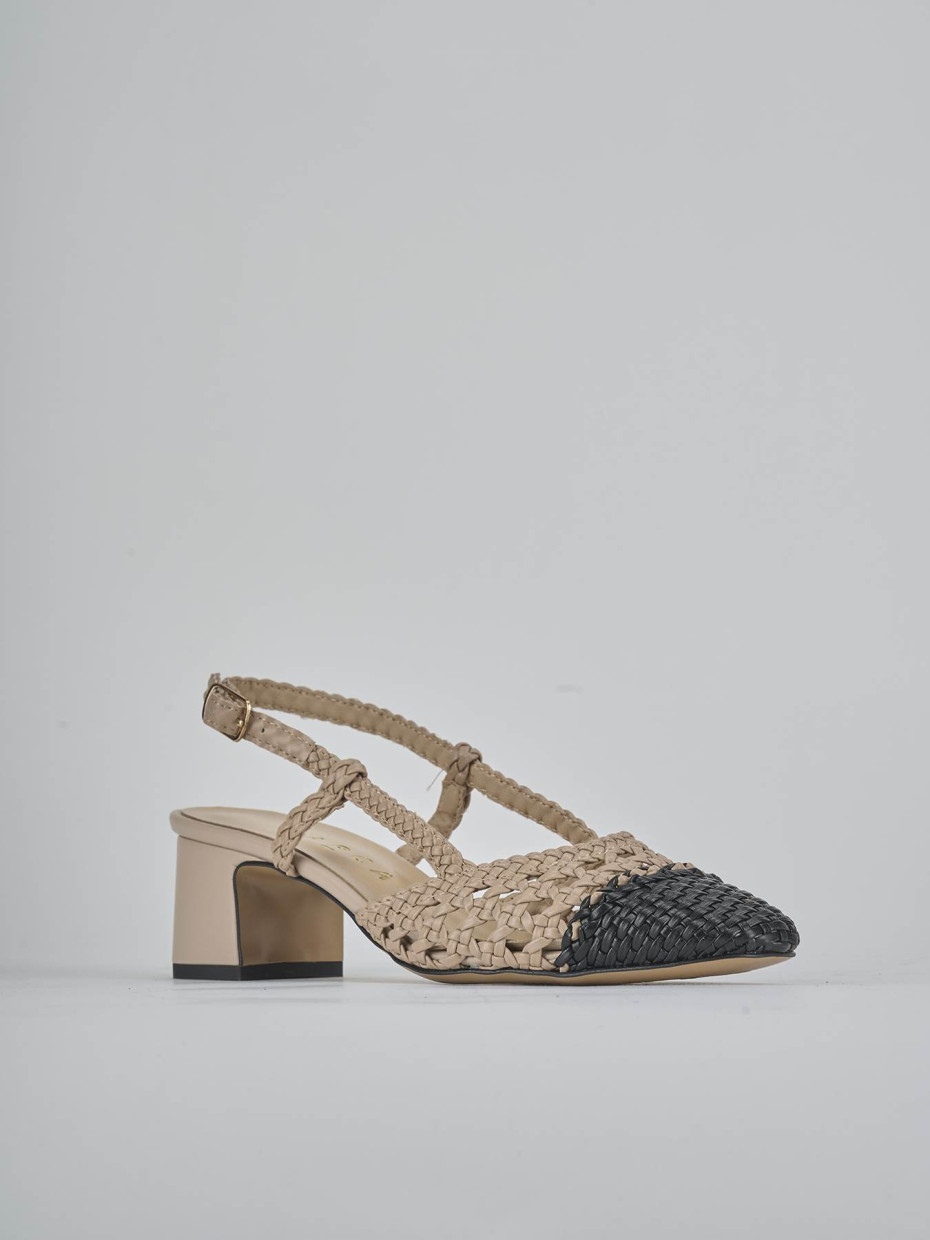 Décolleté e slingback tacco 6cm pelle beige