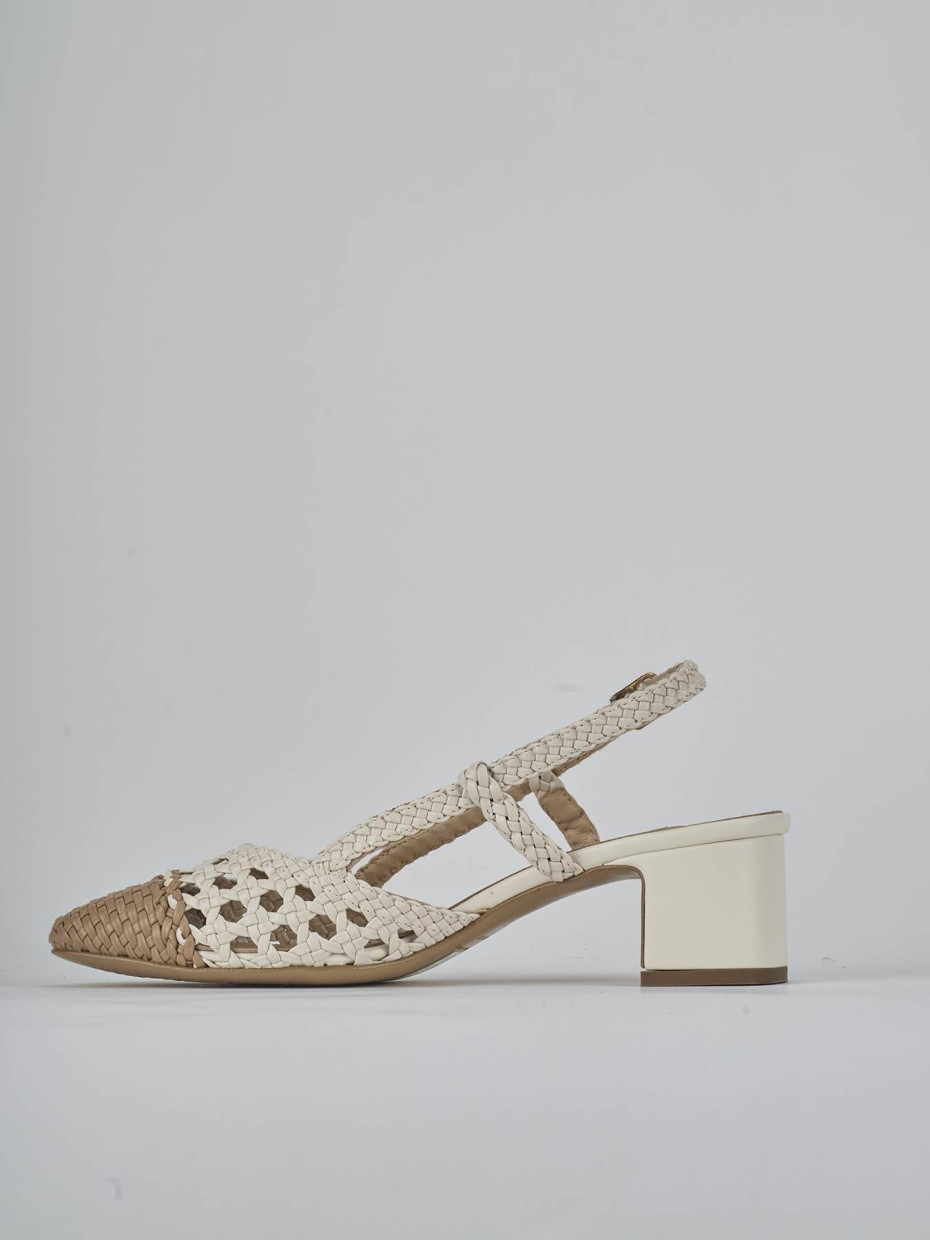 Décolleté e slingback tacco 6cm pelle bianco