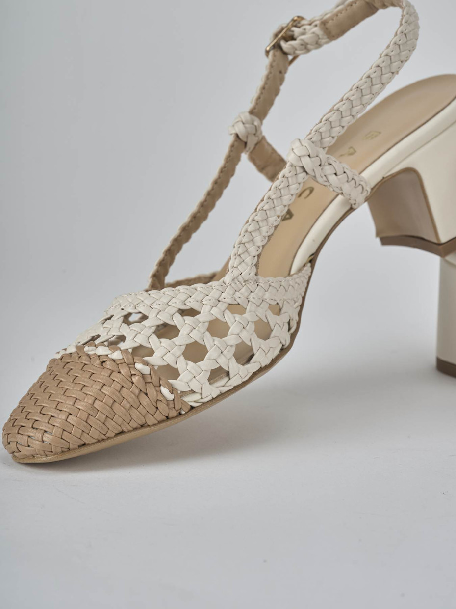 Décolleté e slingback tacco 6cm pelle bianco