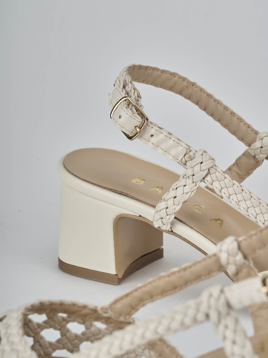 Décolleté e slingback tacco 6cm pelle bianco