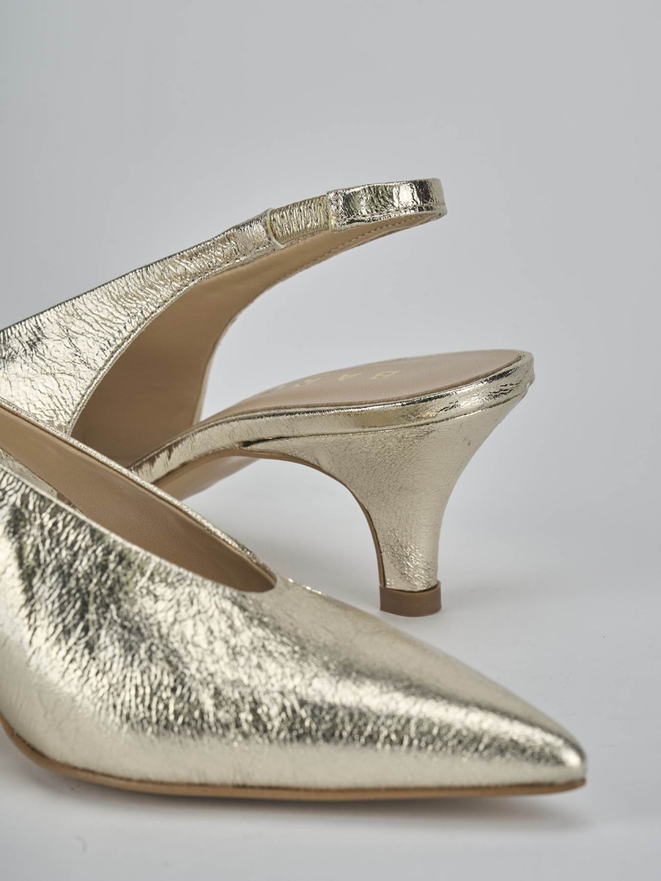 Décolleté e slingback tacco 4cm laminato oro