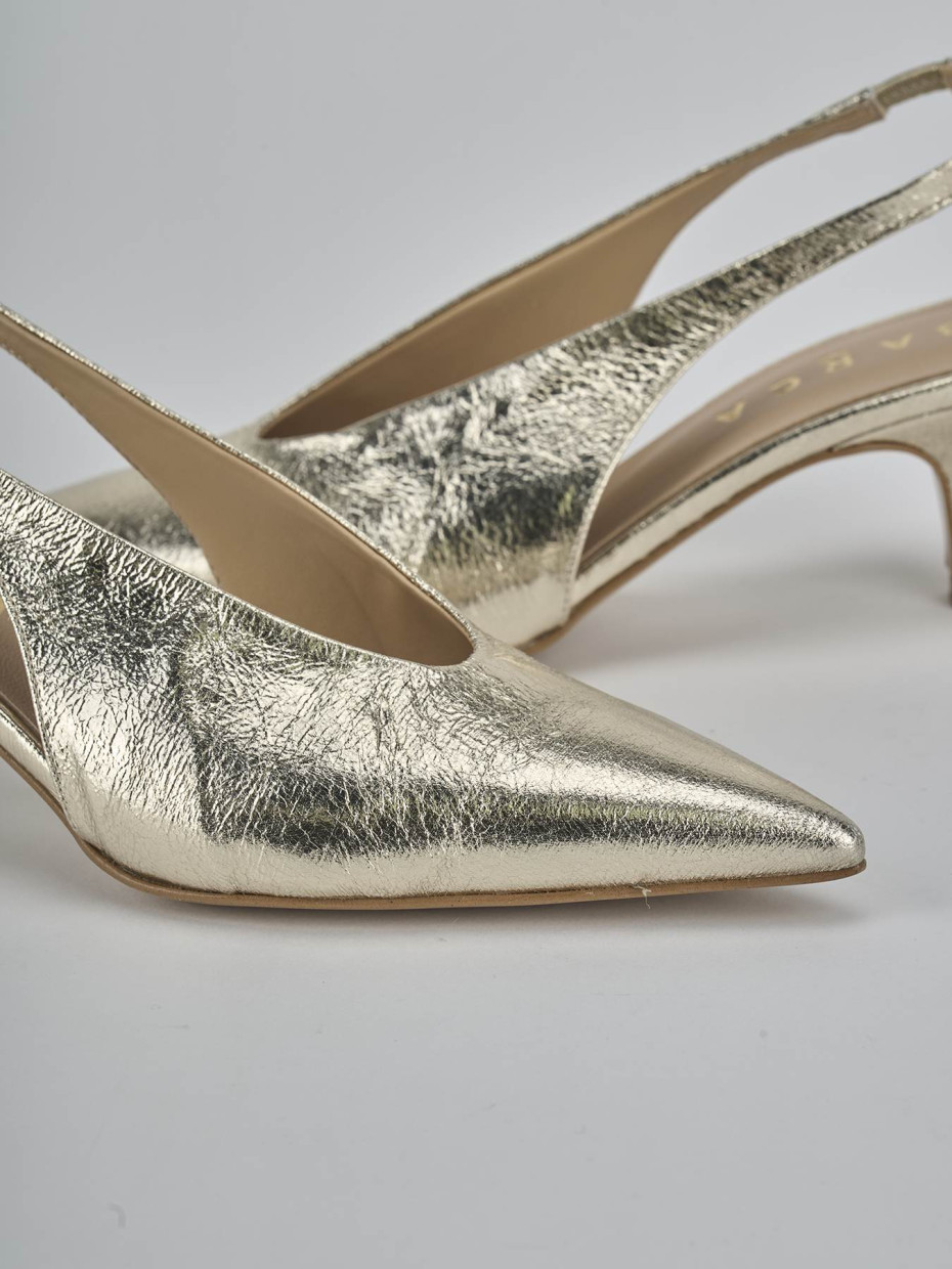 Décolleté e slingback tacco 4cm laminato oro