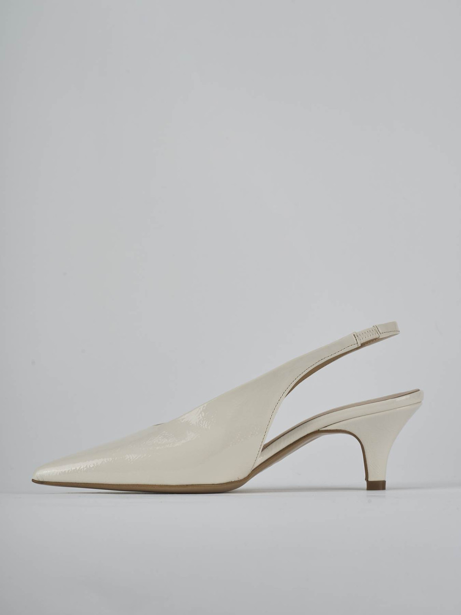 Décolleté e slingback tacco 4cm vernice bianco