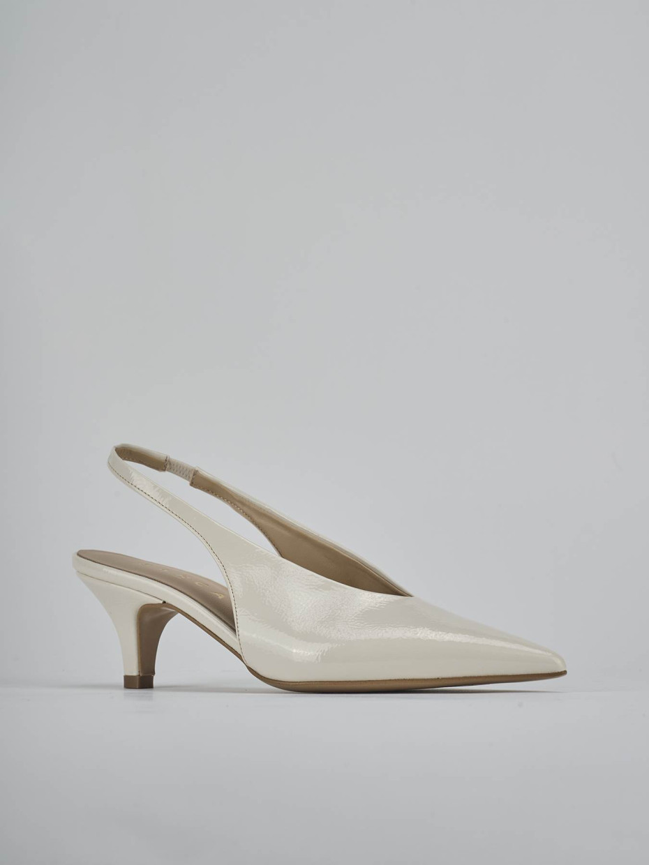 Décolleté e slingback tacco 4cm vernice bianco