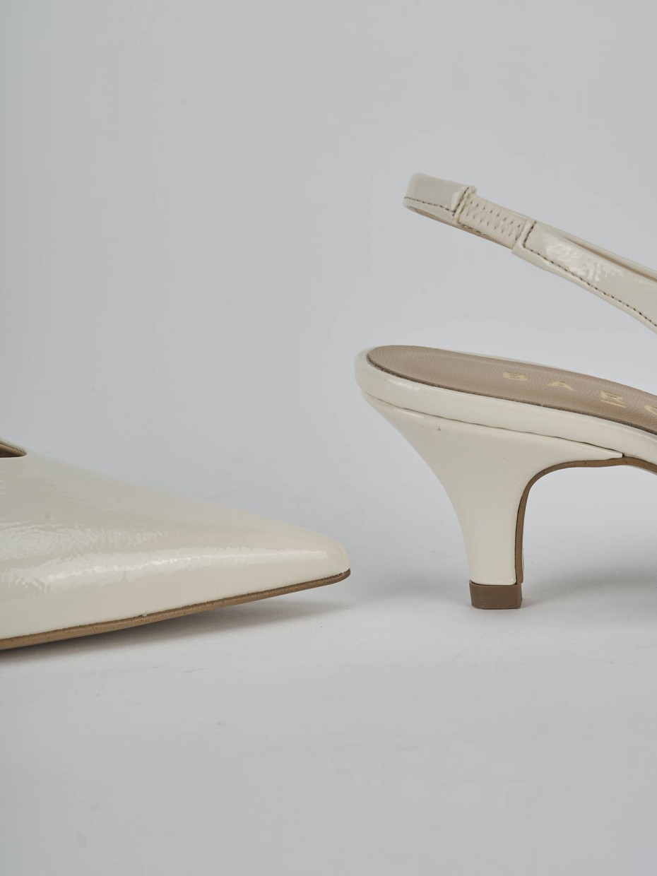 Décolleté e slingback tacco 4cm vernice bianco