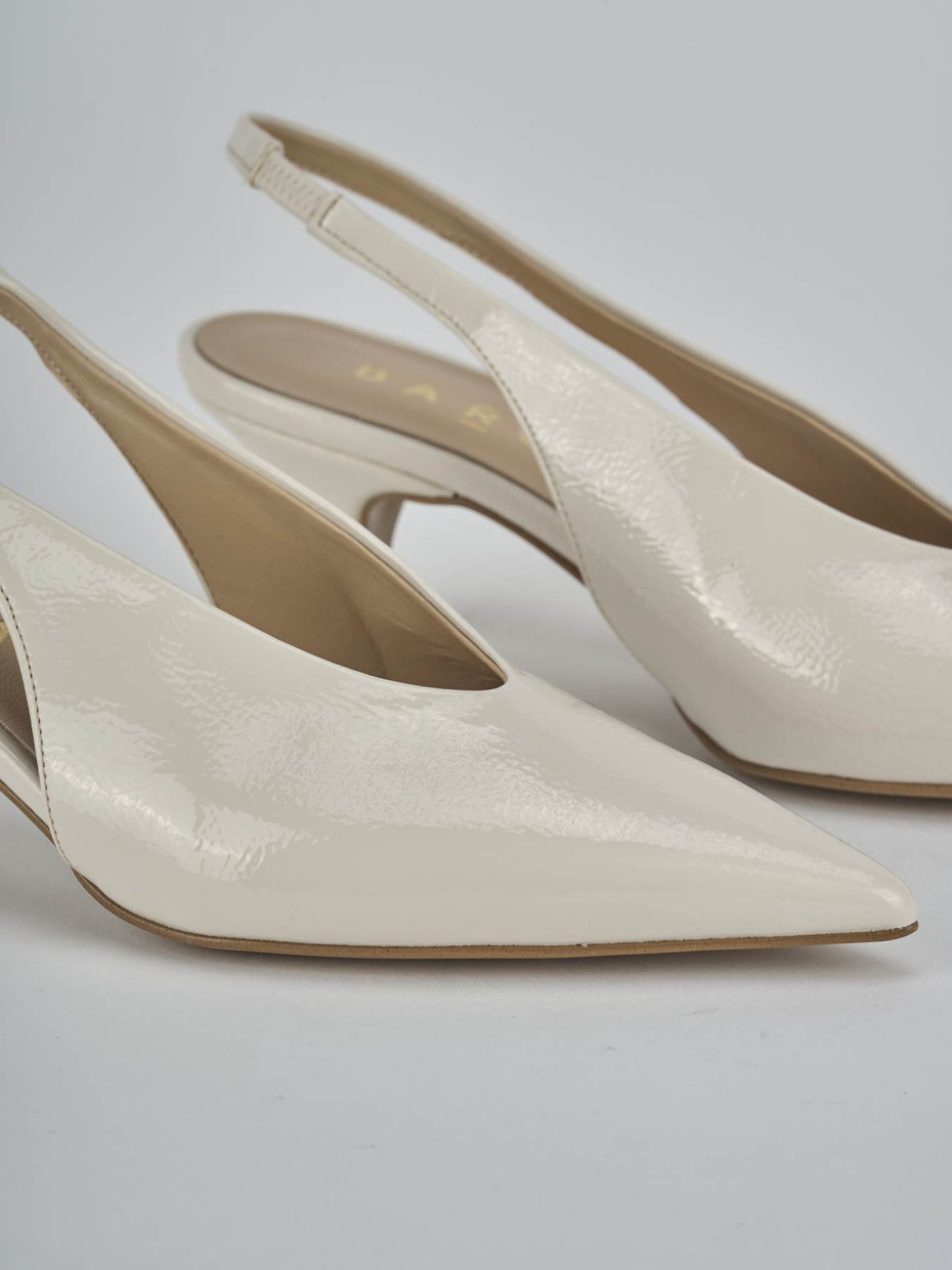 Décolleté e slingback tacco 4cm vernice bianco