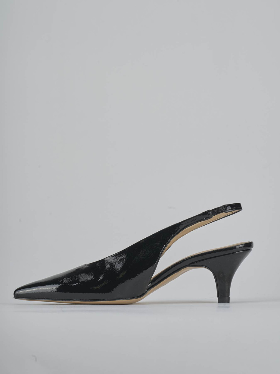 Décolleté e slingback tacco 4cm vernice nero