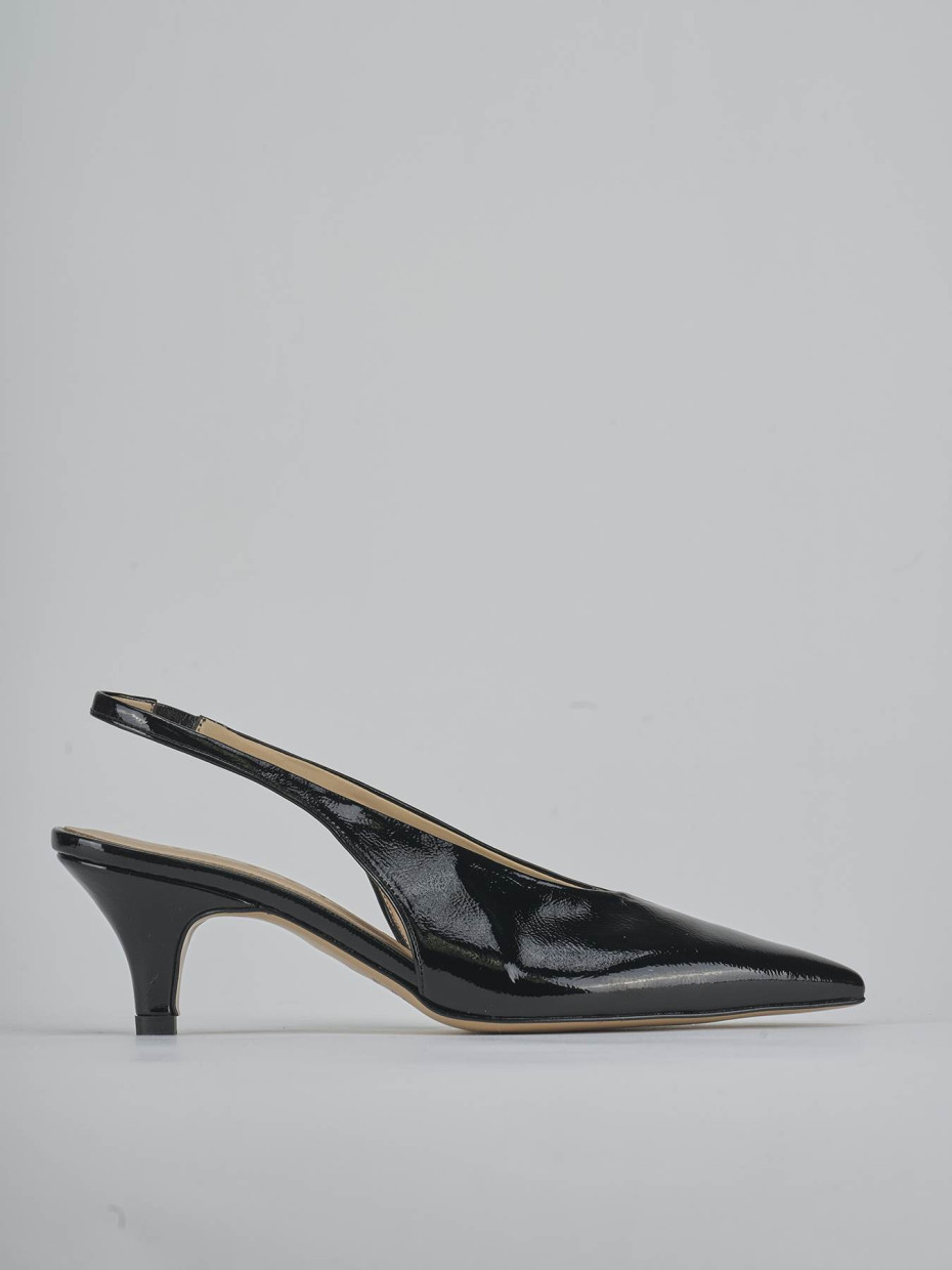 Décolleté e slingback tacco 4cm vernice nero