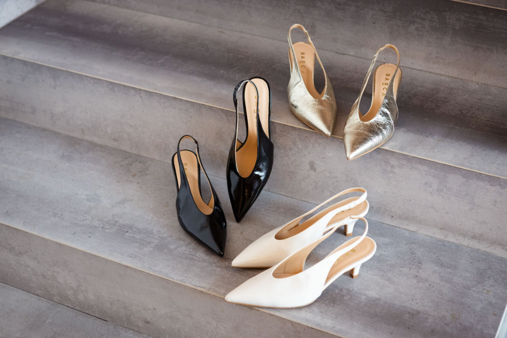 Décolleté e slingback tacco 4cm vernice bianco