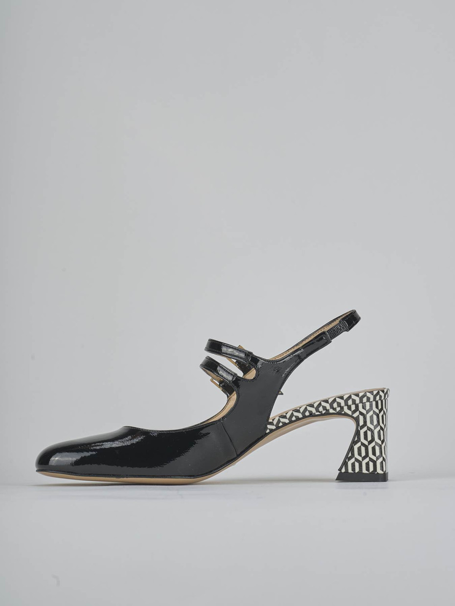 Décolleté e slingback tacco 5cm vernice nero