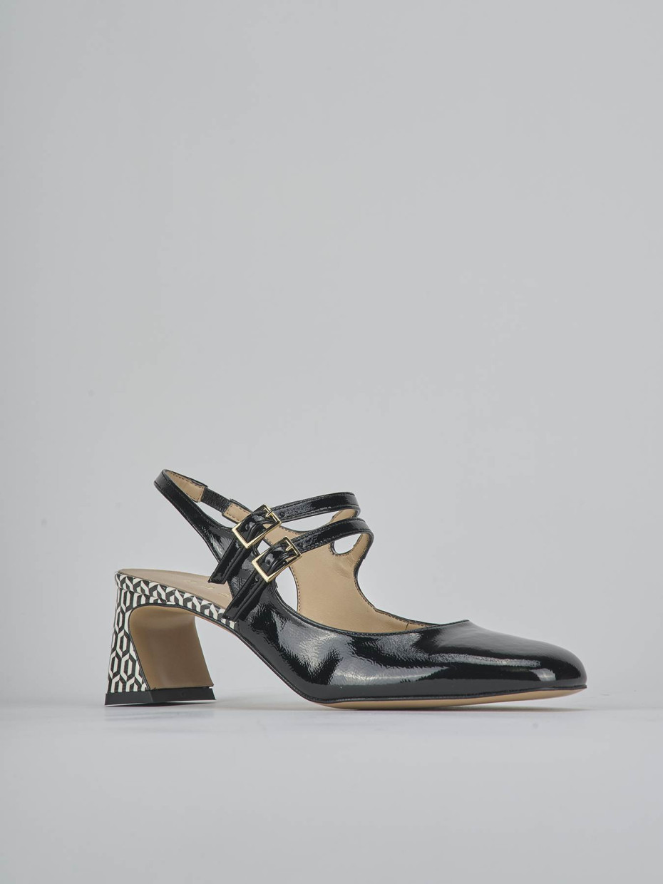 Décolleté e slingback tacco 5cm vernice nero