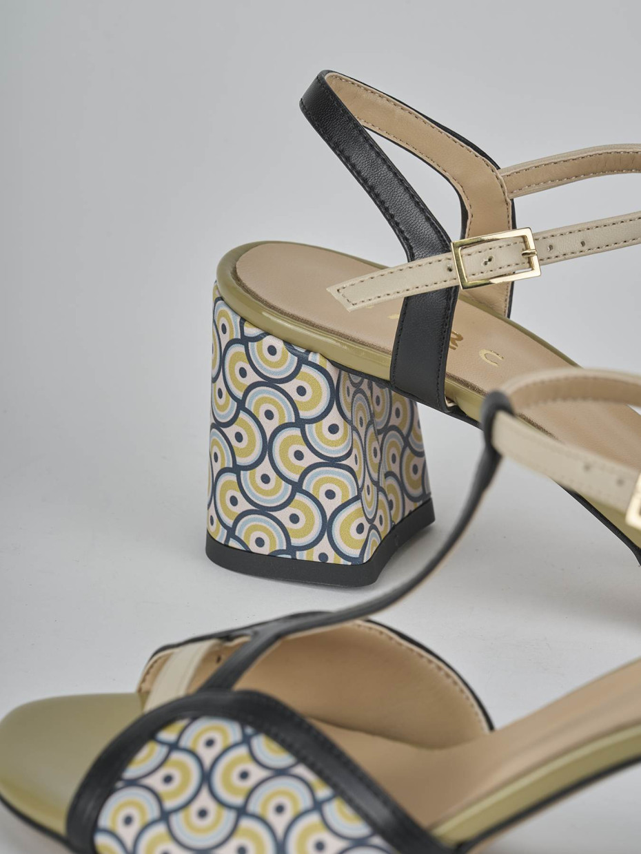 Sandali tacco 7cm pelle nero