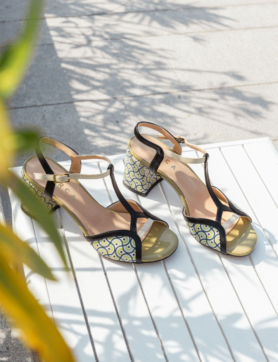 Sandali tacco 7cm pelle nero