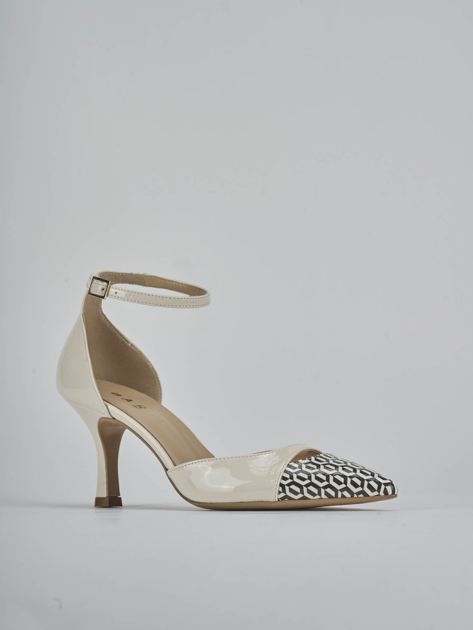Décolleté e slingback tacco 7cm pelle bianco