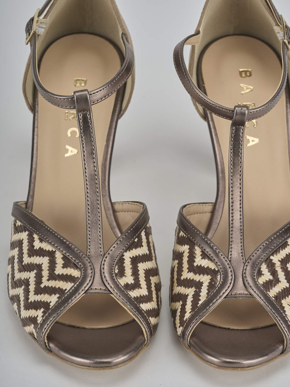 Sandali tacco 7cm pelle bronzo