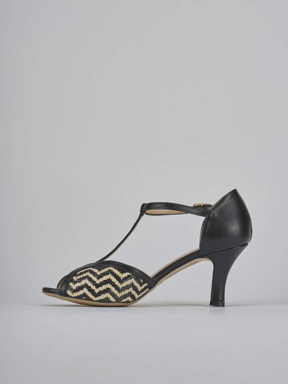 Sandali tacco 7cm pelle nero