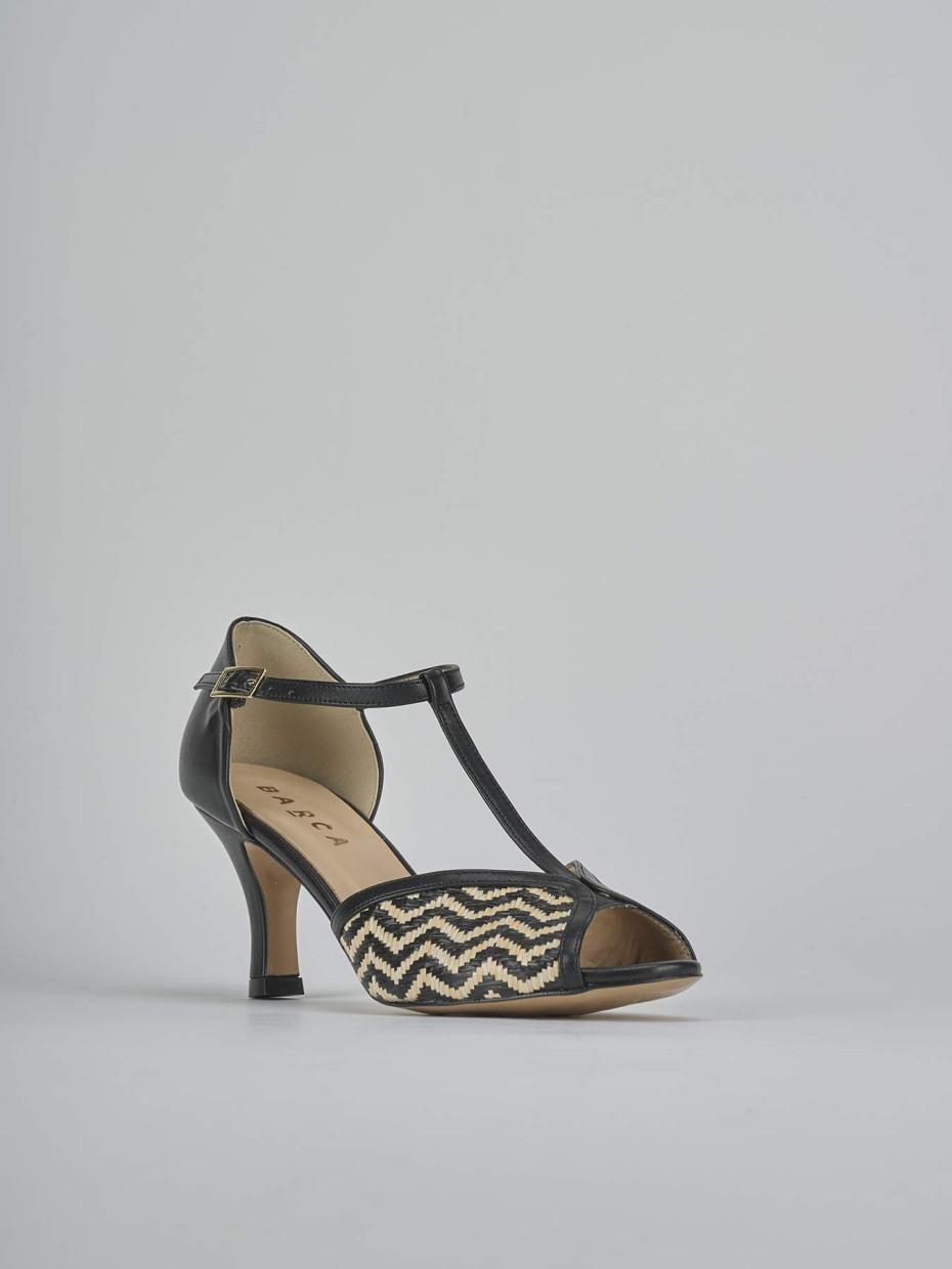 Sandali tacco 7cm pelle nero