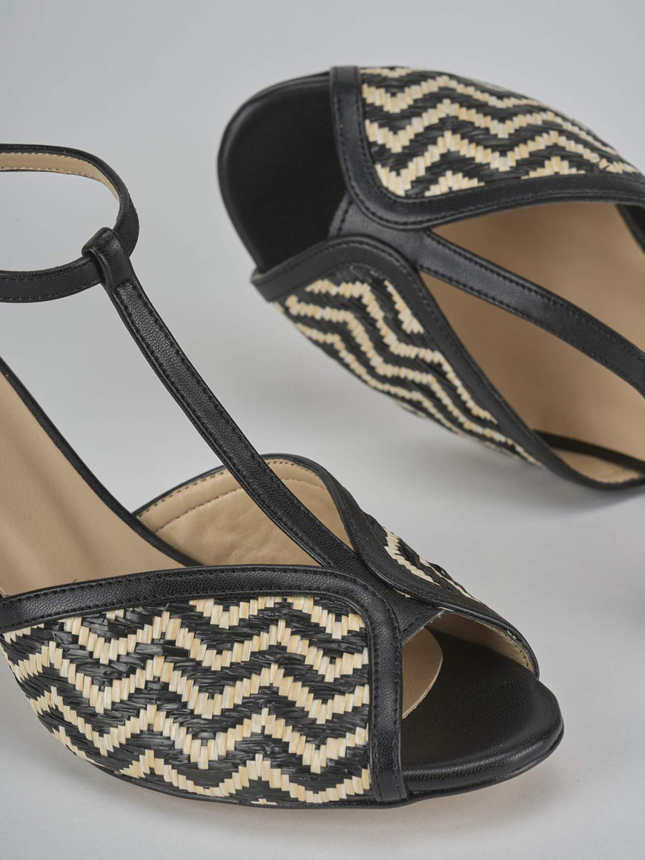 Sandali tacco 7cm pelle nero