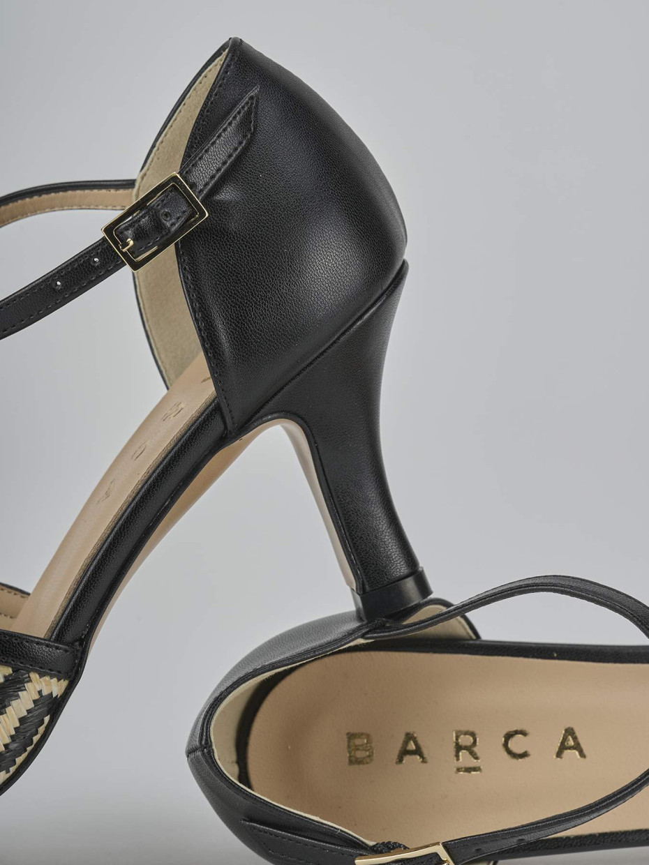 Sandali tacco 7cm pelle nero