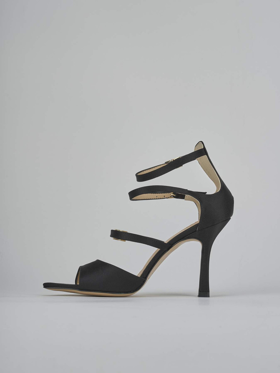Sandali tacco 9cm raso nero