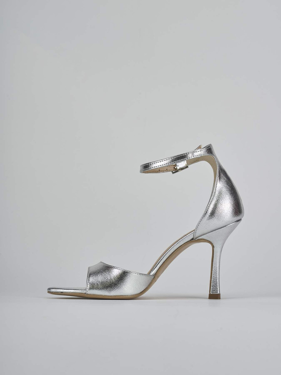 Sandali tacco 9cm pelle argento