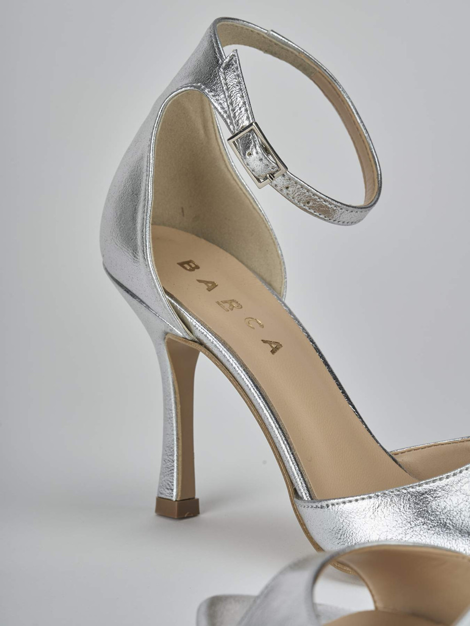 Sandali tacco 9cm pelle argento