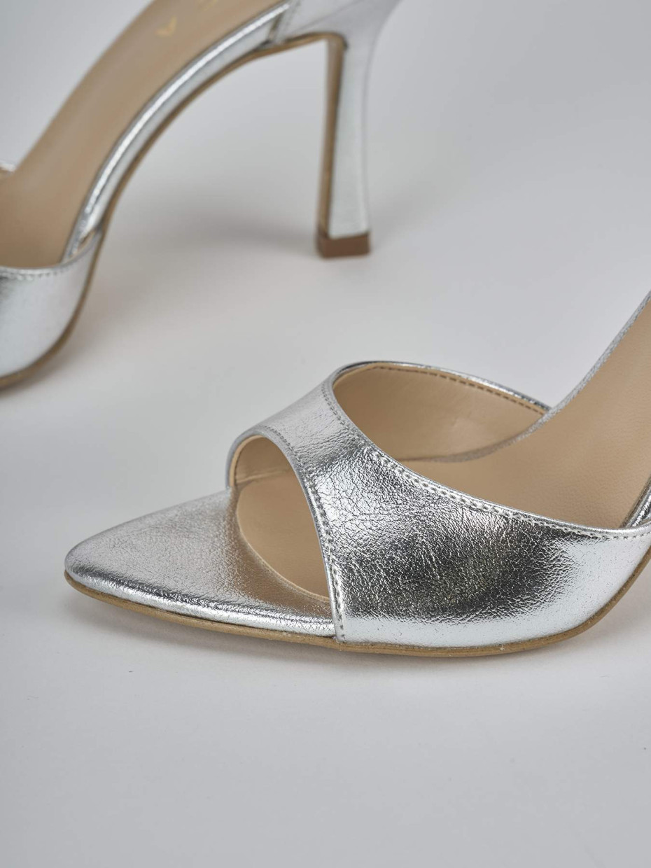 Sandali tacco 9cm pelle argento